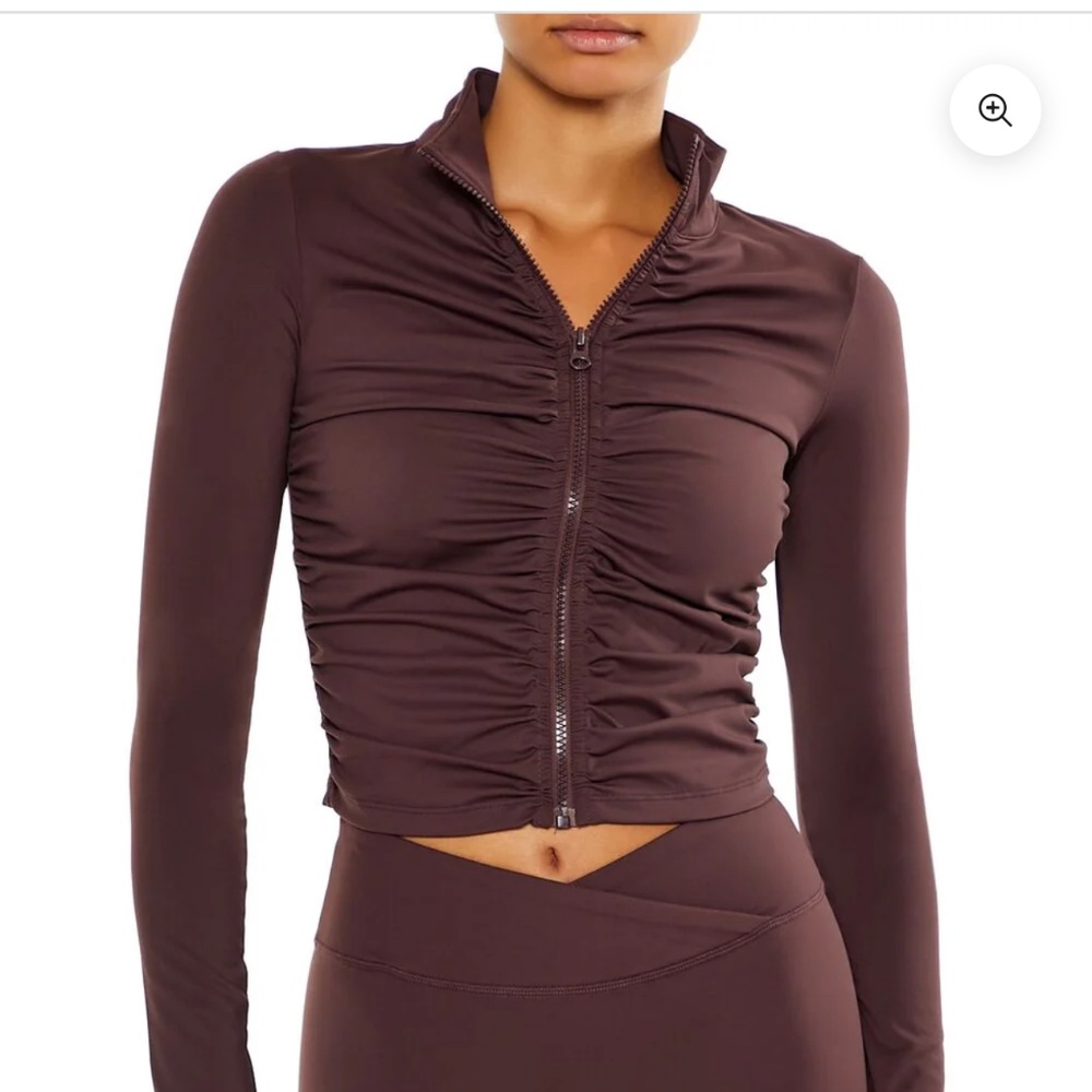 Forever 21 Active Ruched Zip-Up Jacket (Dark Cocoa)